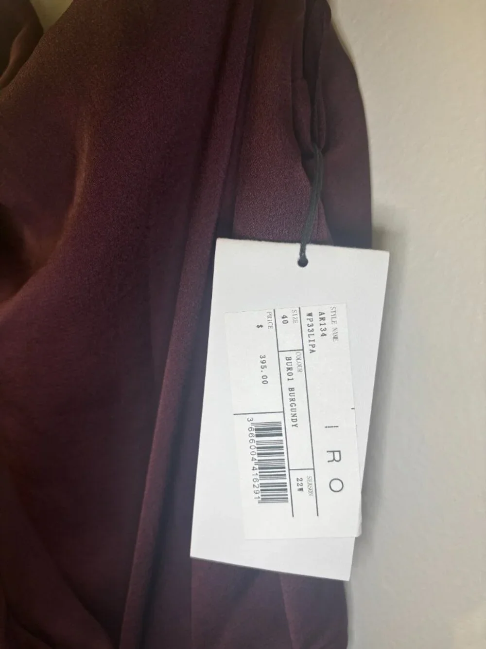 IRO Lipa Burgundy Satin Ruched Cowl Neck Slip Dress - Picture 5 of 5